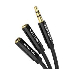 Vention BBSBY TRS 3.5mm Male to Dual 3.5mm Female 0.3-Meter ABS Type Gold Plated